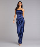 The Brianna Satin Strapless High Slit Column Dress is your new go-to Windsor dress—effortless, versatile, and made to update your fall style in seconds.