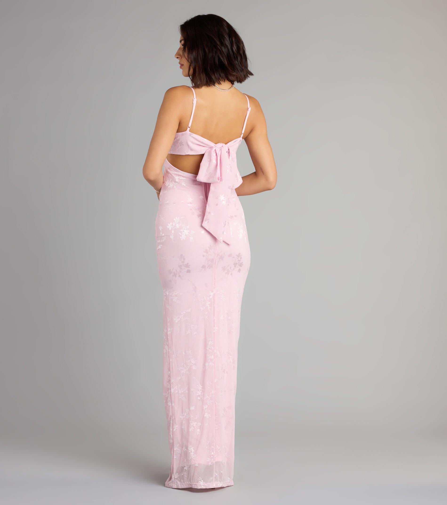 Gabriella Floral Embroidered Tie Back Formal Dress | Windsor