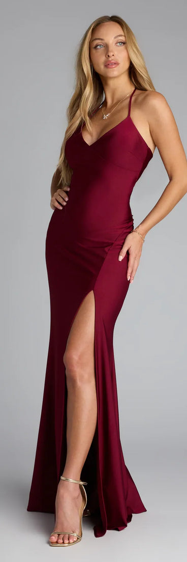 Becky V-Neck Tie-Back Slit Mermaid Dress