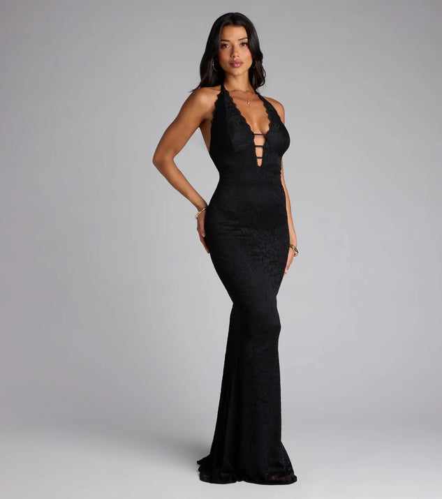 Lane Halter Strappy Lace Mermaid Formal Dress | Windsor