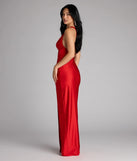 A stunning pick for an engagement photoshoot outfit or autumn wedding guest dress, this fall formal dress showcases the Jenn V-Neck Strappy Back Slit Long Formal Dress in red with a graceful silhouette that captures the moment.