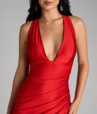 A stunning pick for an engagement photoshoot outfit or autumn wedding guest dress, this fall formal dress showcases the Jenn V-Neck Strappy Back Slit Long Formal Dress in red with a graceful silhouette that captures the moment.