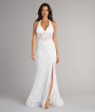 Style your seasonal looks with the Cadie Halter Corset Slit Lace Formal Dress, a trend-right, fall dress designed for any plan on your calendar with new and unqiue details.