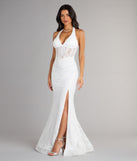 Style your seasonal looks with the Cadie Halter Corset Slit Lace Formal Dress, a trend-right, fall dress designed for any plan on your calendar with new and unqiue details.
