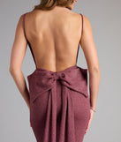 Gwendolyn Glitter Knit Bow-Back Mermaid Dress
