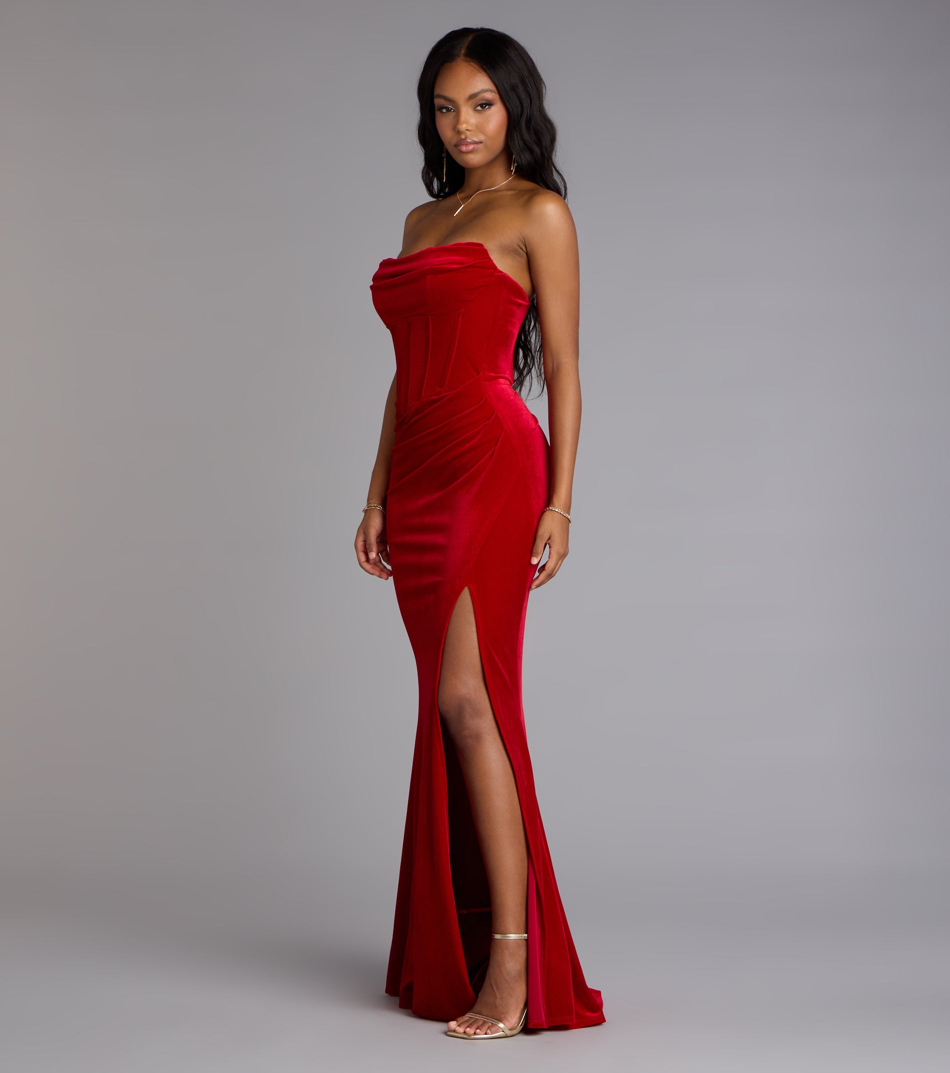 Julia Velvet Corset High Slit Mermaid Dress | Windsor