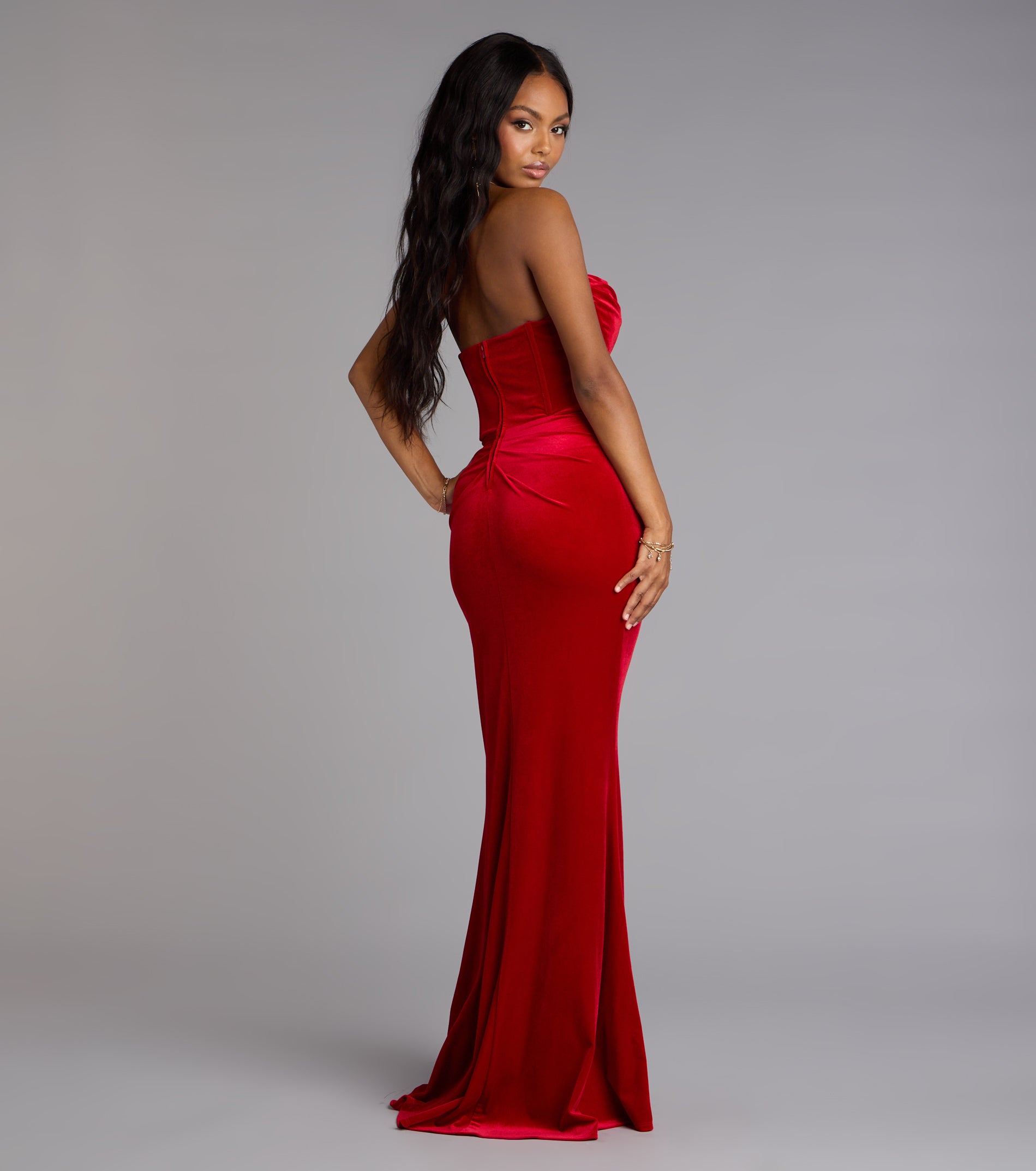 Julia Velvet Corset High Slit Mermaid Dress | Windsor