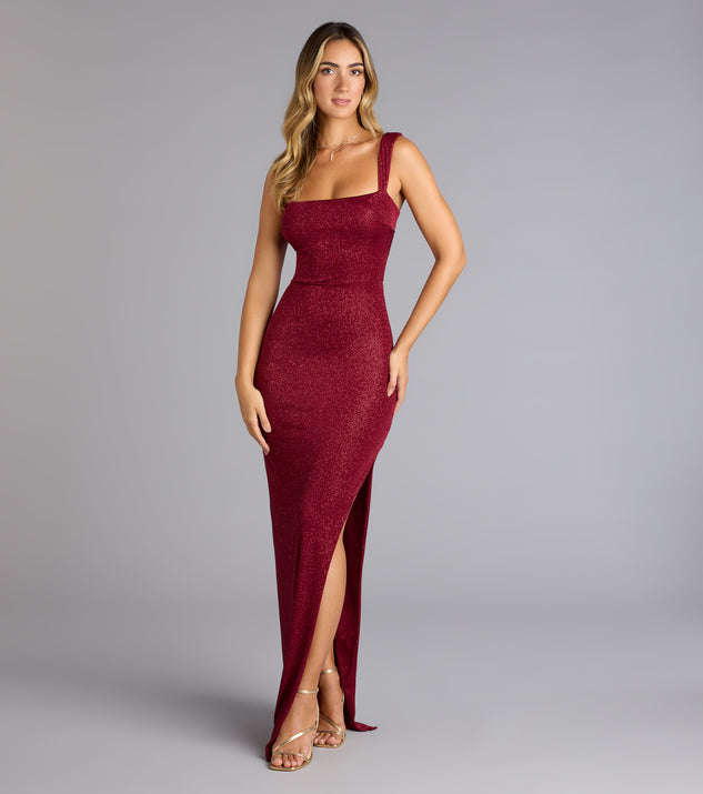 Brittney Lace-Up Slit Bodycon Glitter Formal Dress | Windsor Brittney Lace-Up Slit Bodycon Glitter Formal Dress | Windsor