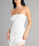 Ellie Ruffled Lace High Slit Formal Dress