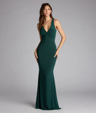 A stunning pick for an engagement photoshoot outfit or autumn wedding guest dress, this fall formal dress showcases the Juliane Strappy Back Mermaid Formal Dress in hunter green with a graceful silhouette that captures the moment.