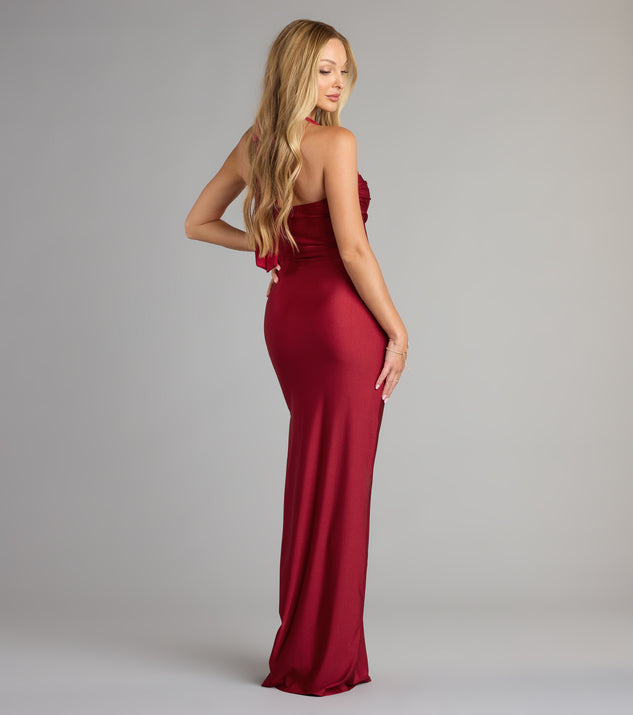 Beverly Halter Slit Long Formal Dress