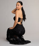 Ariela Lace-Up Cutout Mermaid Formal Dress
