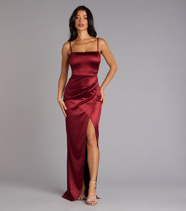 Mayra Formal Satin Slit Long Dress | Windsor Mayra Formal Satin Slit Long Dress | Windsor