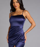 Mayra Formal Satin Slit Long Dress