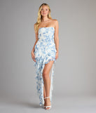 Kailany Floral Ruffle Slit Formal Dress