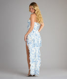 Kailany Floral Ruffle Slit Formal Dress