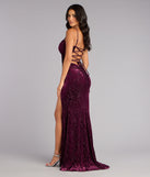 Ashlie Velvet Burnout Lace-Up Formal Dress