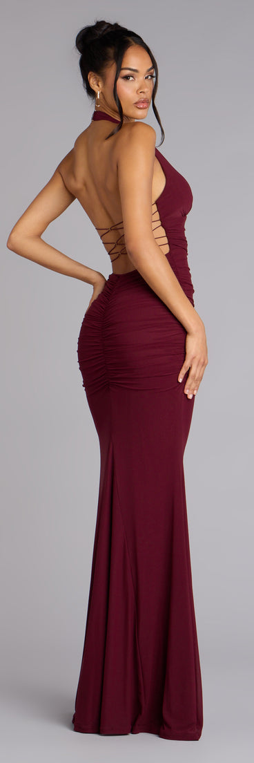 Juliana Mesh Strappy Back Formal Dress