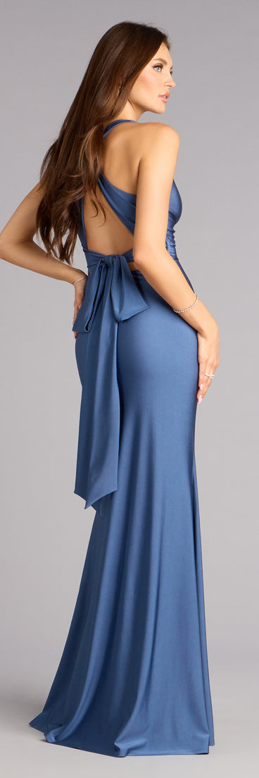 Adrianne Plunge Bow Mermaid Formal Dress