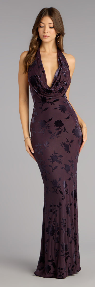 Morgan Plunge Cowl Neck Mermaid Formal Dress