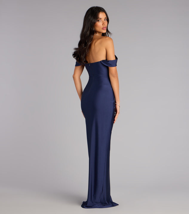 evelyn formal plunge a line dress Off-The-Shoulder Black Mini Dresses – Invisible Zipper at the atf-sm-12.30.25 Color:Light Yellow