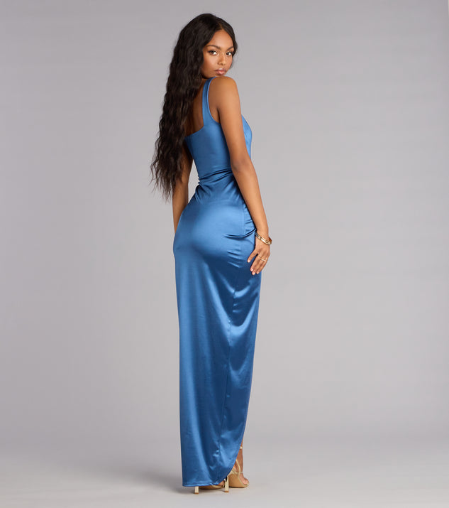 dress slim fit Rebecca Satin Slim-Fit Formal SIZE:28 line silhouette for subtle Back-Bow Long Mermaid Prom vacation pants
