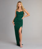 Feel ready for every dance floor moment or feed-worthy reel in the Amirah Formal Glitter Cowl Neck Column Dress, a homecoming dress designed to own your moment.