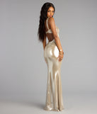 Gwyneth Metallic Open Back Mermaid Dress