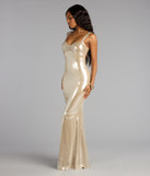 Gwyneth Metallic Open Back Mermaid Dress