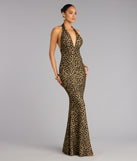 Diana Glitter Leopard Mermaid Formal Dress