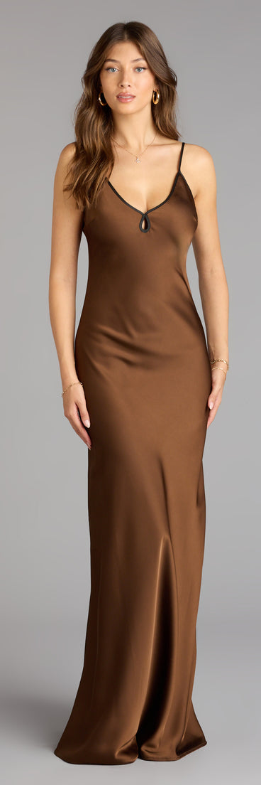 The Blaire Satin Keyhole Slip Formal Dress is your new go-to Windsor dress—effortless, versatile, and made to update your fall style in seconds.