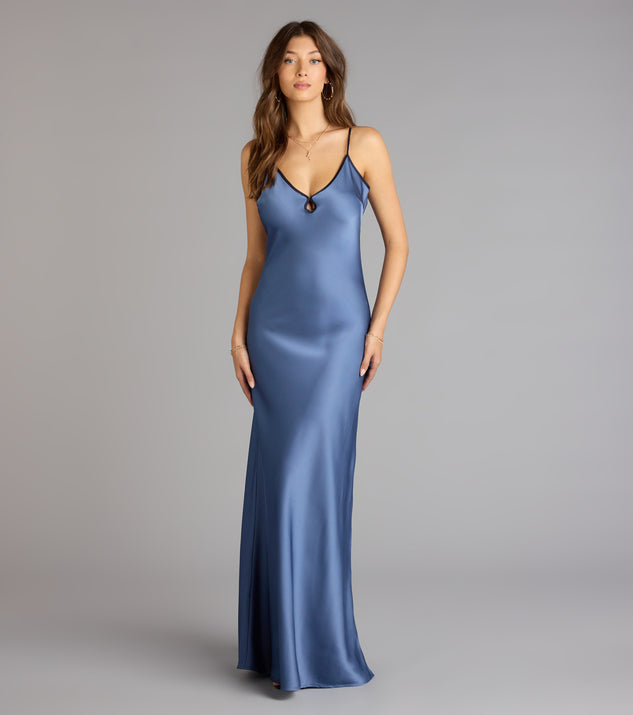 Blaire Satin Keyhole Slip Formal Dress