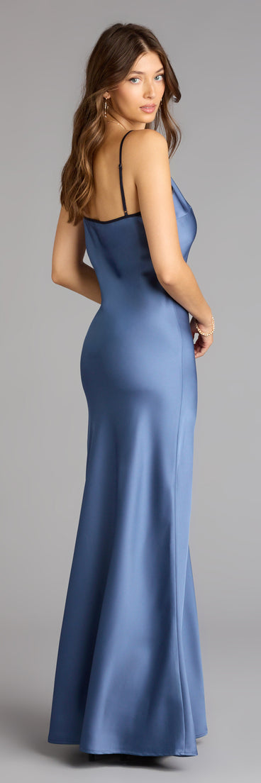 Blaire Satin Keyhole Slip Formal Dress