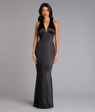 Erika Halter Satin Column Formal Dress