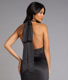 Erika Halter Satin Column Formal Dress