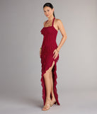 Marley Halter Ruffle Slit Formal Dress