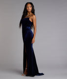 Saylor Velvet Lace-Up Slit Mermaid Formal Dress
