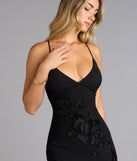 Adriane Beaded Floral Lace-Up Formal Dress
