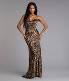 Angelina Leopard Print Satin Mermaid Dress