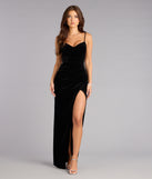 Shay Glitter Velvet Slit Formal Dress