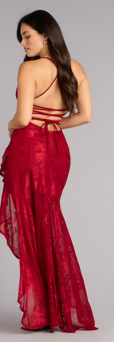 Kaia Square Halter Slit Formal Dress