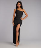 Mariana One-Shoulder High Slit Column Dress