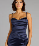 Alessia Satin Cowl Neck Slit Formal Dress