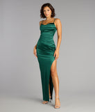 Alessia Satin Cowl Neck Slit Formal Dress