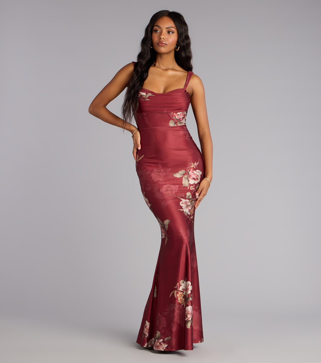 Grace Floral Open Back Mermaid Formal Dress & Windsor