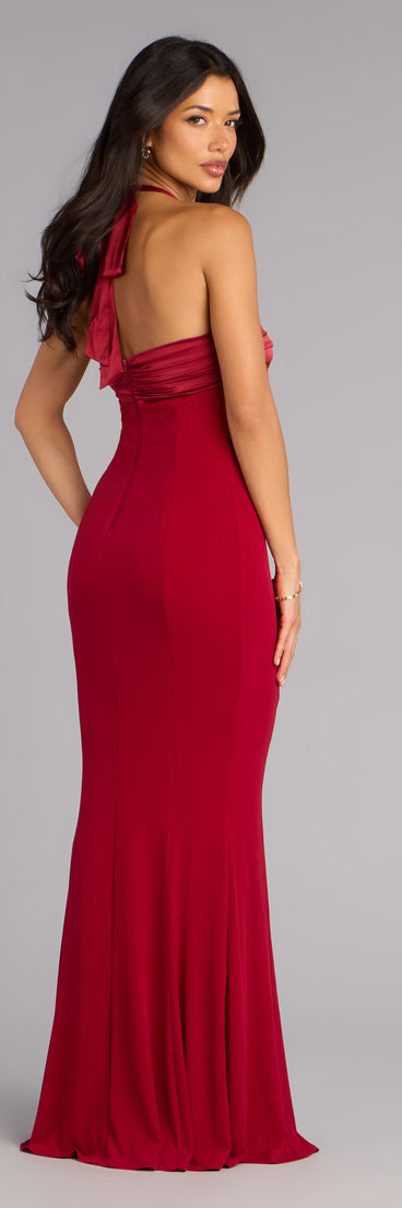 Christine Satin Halter Mermaid Formal Dress
