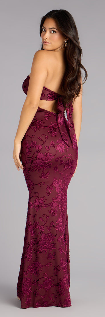 Kathy Velvet Flocked Mermaid Formal Dress