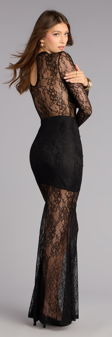 Frances Illusion Lace Bodycon Long Dress