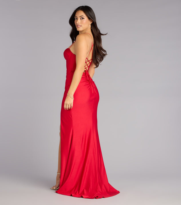 Aliana Lace-Up High Slit Mermaid Dress Aliana Lace-Up High Slit Mermaid Dress