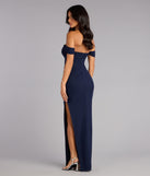 Kara Mesh Off-The-Shoulder Slit Formal Dress